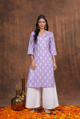 Lavender Kurti with Unique Necklace Design - Sophisticated  Style for Every Occasion